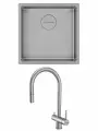 Комплект: Мойка для кухни KUCHENSTERN KRAFT 45 R-10 + Смеситель DRIM-FS из нержавеющей стали AISI 304, универсальный монтаж + ролл-мат
