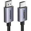 Кабель Ugreen DP125, DP (m) - HDMI (m), 4Kх30Гц, 1м, черный/серый (35840)