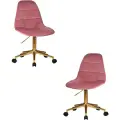 Набор 2 шт. Офисное кресло для персонала DOBRIN MONTY GOLD, LM-9800-Gold, розовый велюр (MJ9-32)