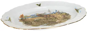 Блюдо овальное 36 см; Bernadotte, декор Охотничьи сюжеты, Thun/ БТФ0072