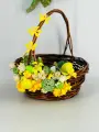 Искусственные цветы на Пасху, корзина с цветами. Пасхальная корзинка для подарков