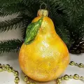 Irena-Co елочная игрушка, стекло Груша песок (10,5х6,5х6,5см)
