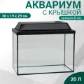 Аквариум Прямоугольный с крышкой, 20 литров, 36 х 19 х 29/34 см, чёрный