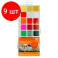 Комплект 9 шт, Акварель Гамма Оранжевое солнце, медовая, 24 цветов (8 перламутр.+ 8 флуор.+ 8 классич.), без кисти, пластик. упак, европодвес