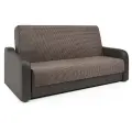 Диван-книжка Грант М 140х190 см, раскладной, с подлокотниками, Корфу коричневый и экокожа шоколад