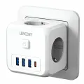 Тройник для сетевой розетки, 3 розетки с 3 USB и 1 Type-C. LENCENT.