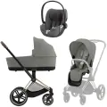 Детская универсальная коляска Cybex Priam IV Rosegold Mirage Grey 3в1, автокресло Cloud T Plus Mirage Grey, до 4 лет