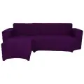 Чехол на диван угловой без оборки с выступом слева, цвет Фиолетовый