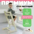 Растущий стул для детей и школьников из бука с подушками Конек Горбунек Премиум, для кормления детей, слоновая кость