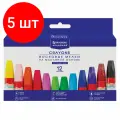 Комплект 5 шт, Восковые мелки утолщенные BRAUBERG академия, набор 12 цветов, на масляной основе, яркие цвета, 227295