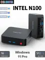 COLORFUL Мини ПК，Компьютер (Intel N100, RAM 16 ГБ, SSD 512 ГБ, Intel UHD Graphics, Windows 11 Pro), чёрный матовый