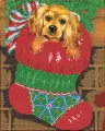 Алмазная мозаика картина Новогодний щенок 35*43,5см