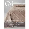 Комплект покрывало 230х250 и наволочки 50х70 см 2 шт, Guten Morgen, Бархат, Италика, Мокачино