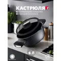 Кастрюля алюм, 28см, 6л, стек. кр, Ion Plus, BERGNER, арт. BG-35912-BK