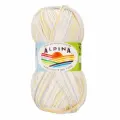 Пряжа ALPINA KATRIN 100% мерсеризованный хлопок 50 г 140 м №027 белый-желтый-сиреневый