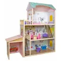 Деревянный дом для кукол Алина с гаражом 4111 \ дерево, с мебелью