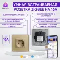Умная розетка Zigbee на 16А, встраиваемая с голосовым управлением, умный дом, стеклянная золотоая