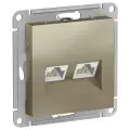 4 шт. Systeme Electric AtlasDesign Шампань Розетка двойная компьютерная RJ45+RJ45, кат.5E, механизм, ATN000585