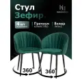 Стулья для кухни мягкие со спинкой поворотные комплект 4 шт НОВОМЕБЕЛЬ Зефир велюр изумрудный для гостиной 360