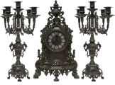 Часы каминные и 2 канделябра Барокко на 5 свечей, под бронзу