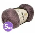 Пряжа полушерсть для вязания крючком, спицами Камтекс Ангара средняя, шерсть/мохер/акрил, цвет 132 сухая роза 5 шт. по 100 г, 250 м