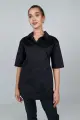 Блузка медицинская вилан, женская, короткий рукав, стрейч-эффект, черная, рост 158-164