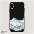 Черный матовый чехол на Apple iPhone XS Max / Айфон XS Max с принтом Горы арт 1