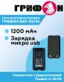 АКБ для радиостанций Грифон G-33/G-55 Li-ion 1200 мА·ч FN62032
