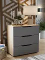 Комод 3 ящика, тип 3, Дуб Сонома, Графит Серый, 3 ящика, 70х40х70 см