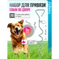 Комплект для привязи собак во дворе, поводок для собак ZooWell Walk серебро 5 метров Трос+колышек