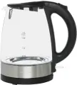 Чайник электрический, 1,7 л, 1850-2200 Вт, стекло, черный, Progress plus