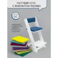 Растущий стул для детей школьника с подушкой на стул со спинкой, цвет синий