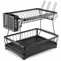Сушилка д/посуды двухуровневая Qually 42x30x35см металл, черный