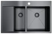 Кухонная мойка OMOIKIRI Akisame 78-2-GM-R 78х51см нерж. сталь/вороненая сталь