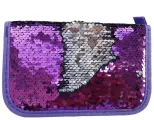 Школьный пенал 1 отделение, ткань, 21х14 см, Пайетки (сиреневый)