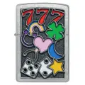 Оригинальная бензиновая зажигалка ZIPPO Classic 48682 All Luck с покрытием Street Chrome - Всем удачи
