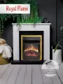 Камин электрический напольный Royal Flame BERGEN STD SFT белый c очагом Majestic FX Brass, с эффектом реального пламени, звуком потрескивания дров и обогревом 2 кВт