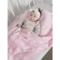 Плед для новорожденных плюшевый 100х118 , плед детский для девочек на выписку розовый Сердечки Baby Nice