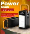 Внешний аккумулятор, Solar Charger, 100000 mAh, с фонариком, влагозащитный, черный