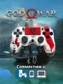 Беспроводной геймпад для игровой приставки ПС4, смартфона и ПК, God of War Бело-Красный