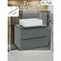 Тумба с раковиной подвесная Орлеан 70, серо-чёрная (раковина Tre)