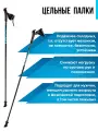 Палки для скандинавской ходьбы Finpole NERO, 110см, для роста 160-170 см, чёрно-голубые,