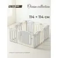 Манеж детский UNIX Kids Ocean / Океан 114 x 114 см игровой, складной пластиковый для дома, улицы, напольный для животных, ограждение для щенков и собак, серый