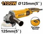 Угловая шлифовальная машина INGCO AG1100385, 125мм ,1100Вт, рег. оборт. INDUSTRIAL