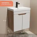 Тумба с раковиной GARDAhome Arona 50 см, подвесная, дверцы с доводчиком, белый/дуб крафт золотой