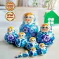 Матрешка деревянная детская развивающая игрушка 10 мест 13 см Орнамент