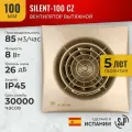 Вентилятор вытяжной Soler & Palau SILENT-100 CZ CHAMPAGNE, 100 мм, 8 Вт, 26 дБА, 95 м3/ч, малошумный с обратным клапаном, гарантия 5 ЛЕТ, Испания