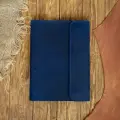 Блокнот кожаный, формат А4 на кольцах. С карманами внутри. На кнопках. Цвет синий. Большой блокнот руководителя