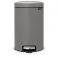 Ведро Brabantia NewIcon с пластиковым ведром и металлической педалью, 12 л, mineral concrete grey