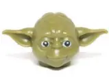Minifigure, Head, Modified SW Yoda Curved Ears with Black Eyes and White Pupils Pattern, 13195pb01 Olive Green U